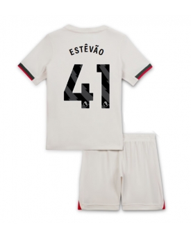 Billige Fotballdrakt Chelsea Estevao Willian #41 Replika Bortedraktsett Barn 2025-26 Kortermet (med bukser)